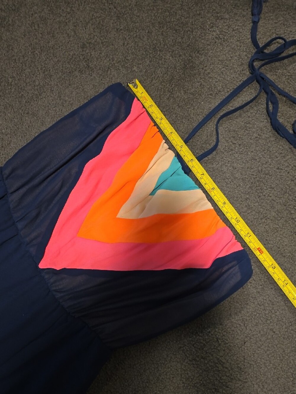 Jealous Tomato Navy Maxi Dress with Pink, Orange & Turquoise Chevron Bodice - Picture 5 of 6